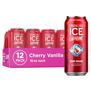 yő1000~OFFN[|zXp[NOACX JtFC `F[oj Xp[NO EH[^[ 473ml 12  Sparkling Ice Caffeine, Cherry Vanilla Sparkling Water, 16 Fl Oz Can, 12 count y