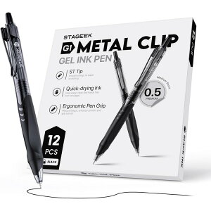 �X�e�[�W�[�N G1 ���^���N���b�v �Q���C���N�y�� 0.5 12�{ �u���b�N �� STAGEEK G1 METAL CLIP GEL INK PEN 0.5 12pcs Black �y�����񂹏��i�z