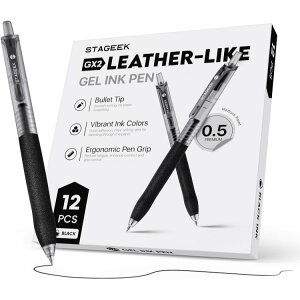 �X�e�[�W�[�N GX2 ���U�[���C�� �Q���C���N�y�� 0.5 12�{ �u���b�N �� STAGEEK GX2 LEATHER-LILE GEL INK PEN 0.5 12pcs Black �y�����񂹏��i�z