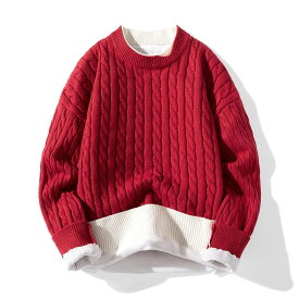 春秋ゆったり丸首保温学生秋冬メンズニット　コーディネートしやすいセーター重ね着フェイクレイヤード