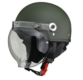 LEAD リード 開閉式バブルシールド付きハーフヘルメット CR-760 マットグリーン