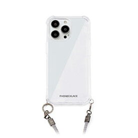 ☆PHONECKLACE ロープショルダーストラップ付きクリアケース for iPhone 14 Pro グレー 背面カバー型 PN23873i14PGR