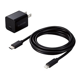 ☆エレコム USB Power Delivery 20W AC充電器(C-Lightningケーブル付属) MPA-ACLP04BK