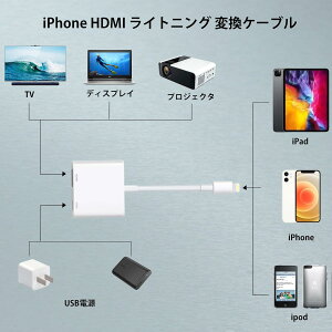 yziPhone HDMI CgjO ϊP[u TV 4K/1080PxȂ ݒsv APPsv dsv Lightning Digital AVA_v^ ȒPڑ erɉf o HDMI ϊA_v^ [d