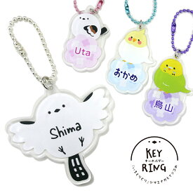 【キーホルダー】『いろとりどり』シマエナガとインコのキーホルダー【名入れキーホルダー】シマエナガ　インコ　とり　キーホルダー　キーチェーン　キーリング