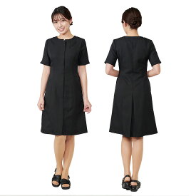 【最大300円クーポン】CML ワンピースコート LDL-2112 ブラック (S〜2L) 《高品質 サロン ウェア 制服》