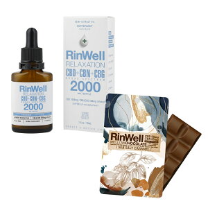 【最大300円クーポン】【当日発13時まで】RIN WELL リンウェル CBD+CBN+CBg オイル2000Q 1本 & CBD チョコレート 1枚 | セット リラックス ほっこり
