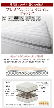 【ダブル】ボンネルコイルマットレス(ハード)付きベッド】コンセント付き収納ベッドベッド収納ベッド収納付きベッド引き出し付きベッド棚付きベッドコンセント付きベッド