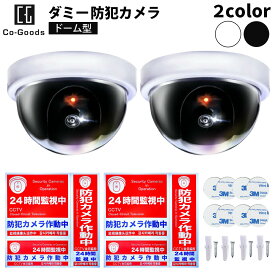 防犯 ダミーカメラ ドーム型 室内 2個セット 屋内 防犯ステッカー 2枚付 LEDライト 両面テープ8枚付 簡単 防犯カメラダミー 監視カメラ ダミー 小型 セキュリティーステッカー Re:born リボーン