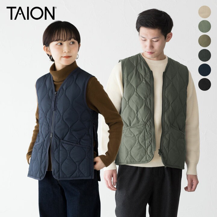 楽天市場】タイオン ミリタリー Vネック ジップ ダウンベスト TAION 