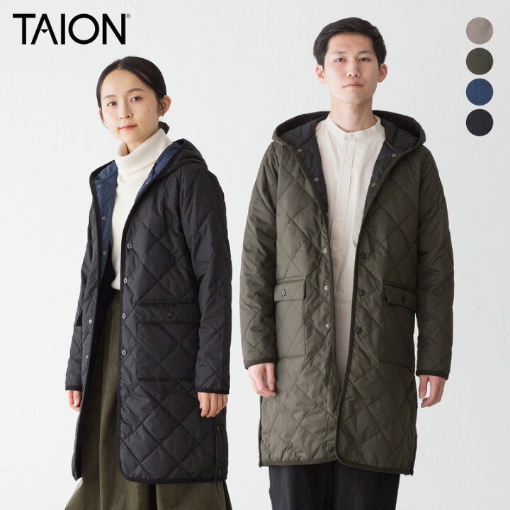 楽天市場】タイオン パイピングフード ロングダウンコート TAION CITY  