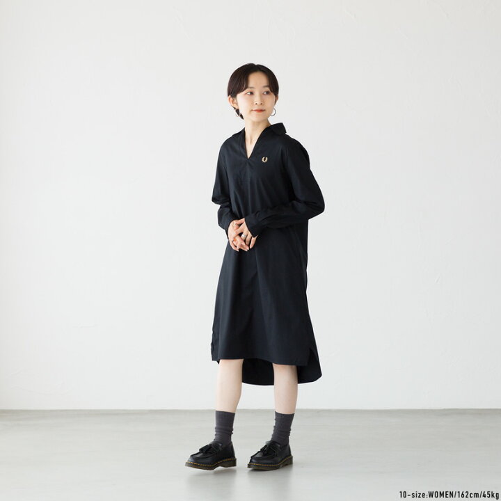Fred Perry 黒 長袖ワンピース