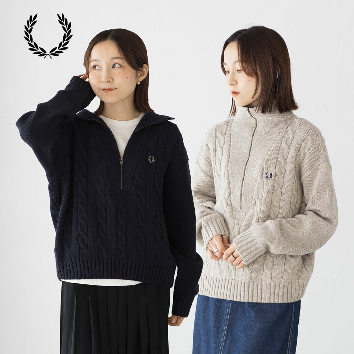 楽天市場】フレッドペリー ハーフジップ ケーブル ニット ジャンパー 
