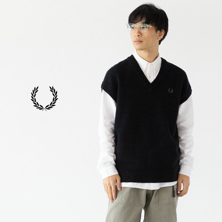 楽天市場】フレッドペリー FRED PERRY ニット ベスト ラムウール  