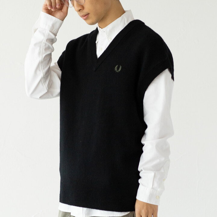 楽天市場】フレッドペリー FRED PERRY ニット ベスト ラムウール 