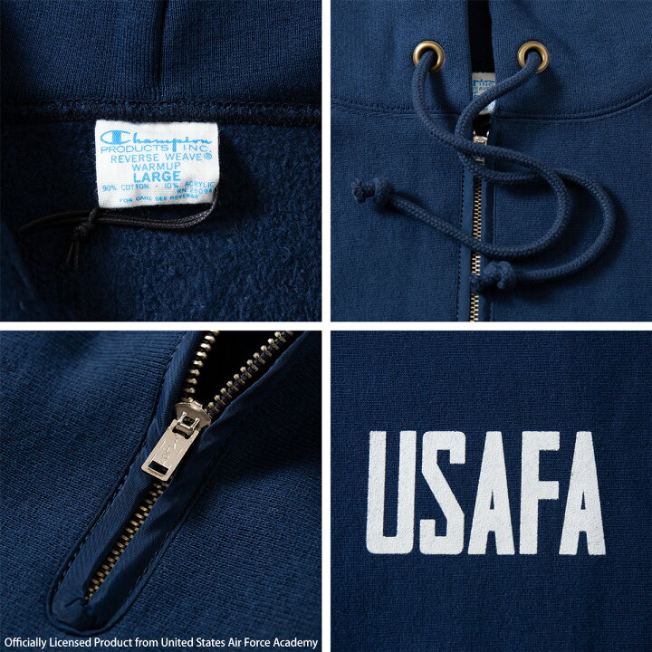 楽天市場】チャンピオン USAFA リバースウィーブ ハーフジップ 