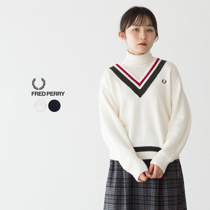 楽天市場】フレッドペリー レディース Vネック ケーブルニット テニス  