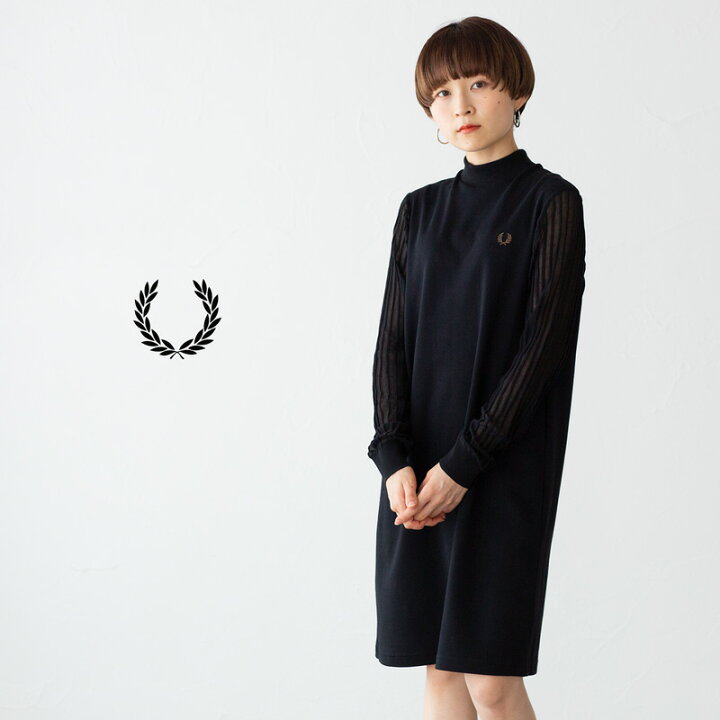 楽天市場】フレッドペリー シアー スリーブ モックネック ドレス FRED 