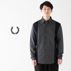 フレッドペリー パネルド ツイル シャツ FRED PERRY M6649 メンズ レギュラーカラー