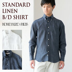 インディビジュアライズドシャツ リネン ボタンダウンシャツ 米国製 スタンダードフィット