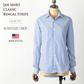 インディビジュアライズドシャツ レディース ジャンシャツ ベンガルストライプ ネイビー [スリムフィット/SLIM FIT] D86BBS-G INDIVIDUALIZED SHIRTS JAN SHIRT
