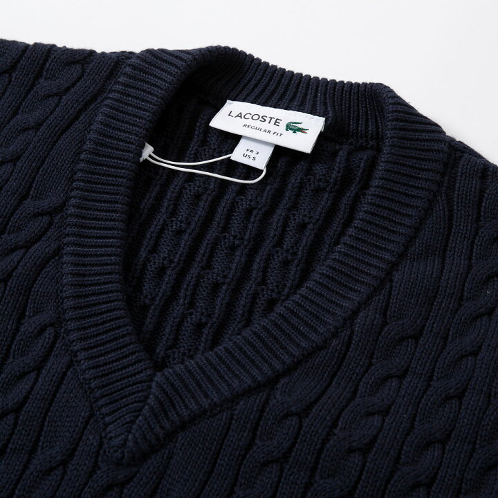 楽天市場】ラコステ ケーブル ニット Vネック ベスト LACOSTE AH7633 
