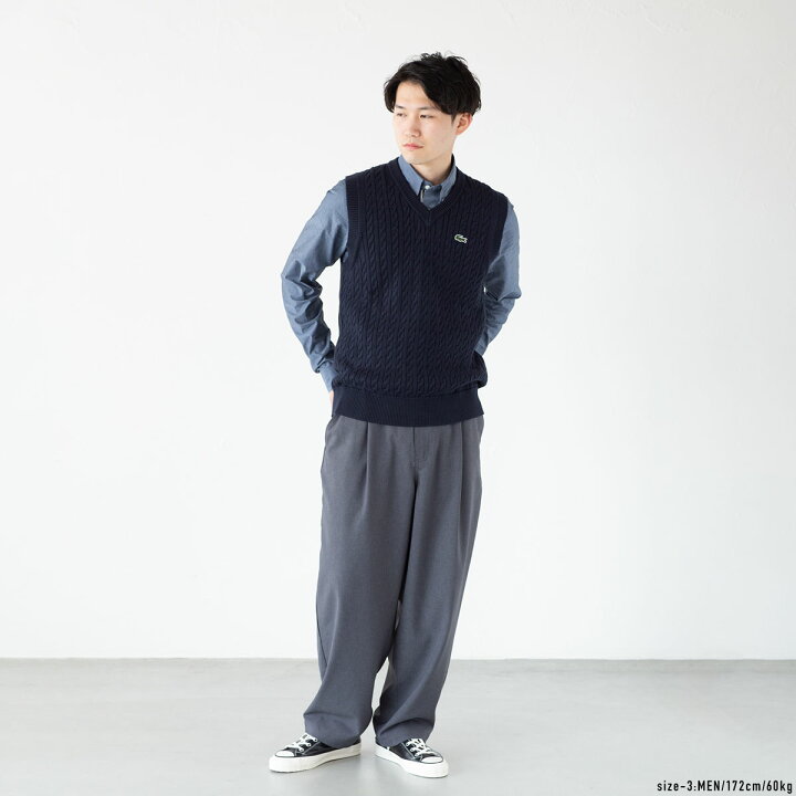 楽天市場】ラコステ ケーブル ニット Vネック ベスト LACOSTE AH7633 