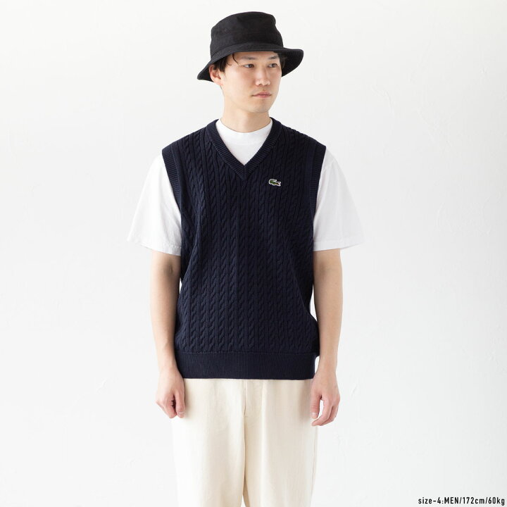 楽天市場】ラコステ ケーブル ニット Vネック ベスト LACOSTE AH7633 