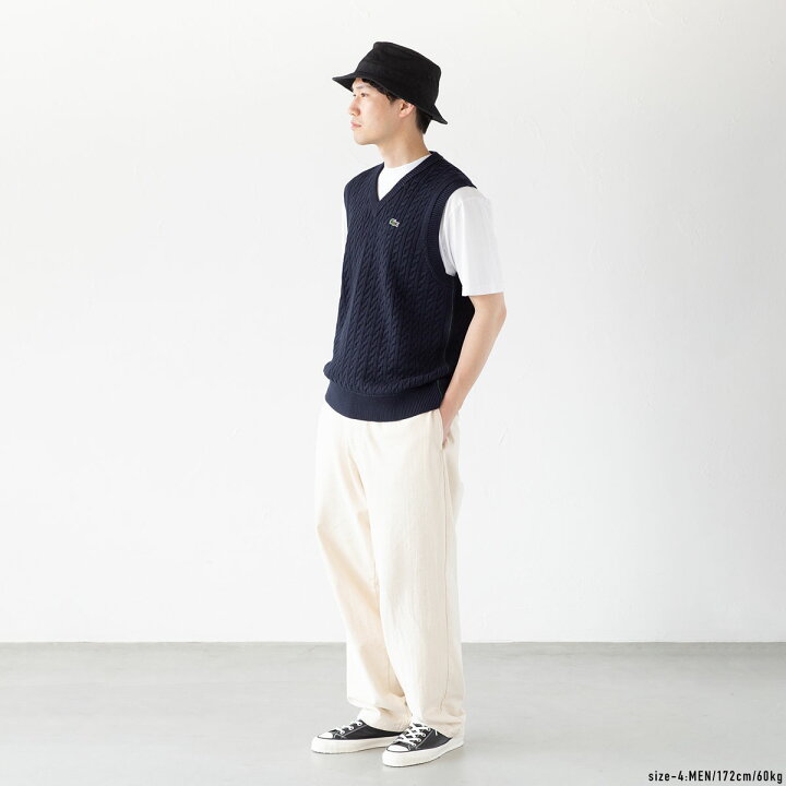 楽天市場】ラコステ ケーブル ニット Vネック ベスト LACOSTE AH7633 