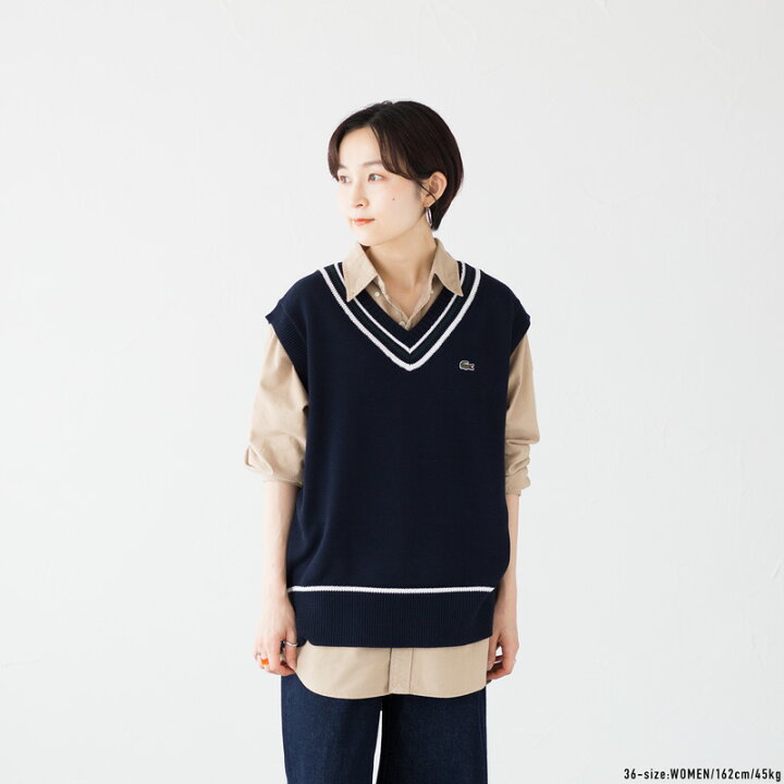 楽天市場】ラコステ チルデンベスト LACOSTE コットンポリ Vネック 