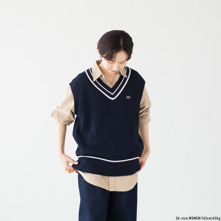 楽天市場】ラコステ チルデンベスト LACOSTE コットンポリ Vネック 