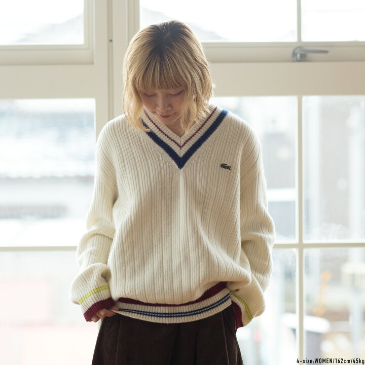 楽天市場】ラコステ Vネック リブニット セーター LACOSTE AH3133-10 
