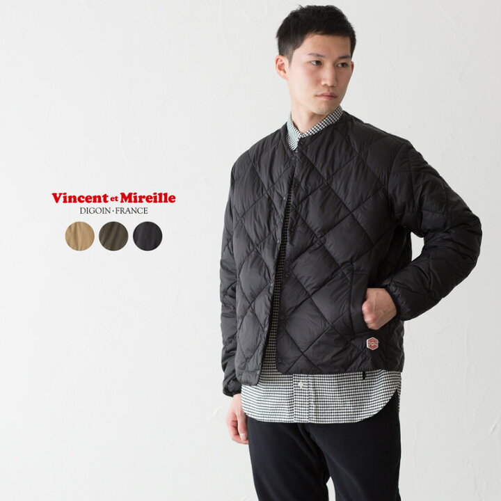 楽天市場 ヴァンソンエミレイユ ノーカラー ダウン ブルゾン Vincent Et Mireille Vm212fd インナー ダウン ジャケット メンズ レディース ココチヤ