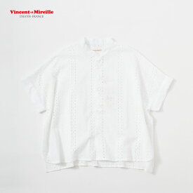 ヴァンソンエミレイユ スリーブレス ブラウス Vincent et Mireille VM251IN00162 ノースリーブ フレンチスリーブ レディース 総刺繍 コットン シアー シースルー 前開き スタンドカラー バンドカラー [ネコポス配送]