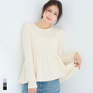 セール★1990円→1490円 ペプラムギャザーニットトップス ウォッシャブル レディース メール便不可 coca …