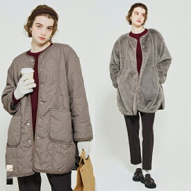 タイムセール4990円→3990円★リバーシブルファーキルティングミドルコート ウォッシャブル レディース 送料無料/メール便不可 coca コカ