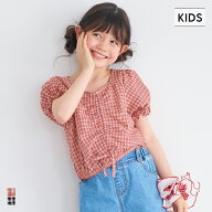 ギャザーチェックブラウス キッズ メール便不可 coca コカ