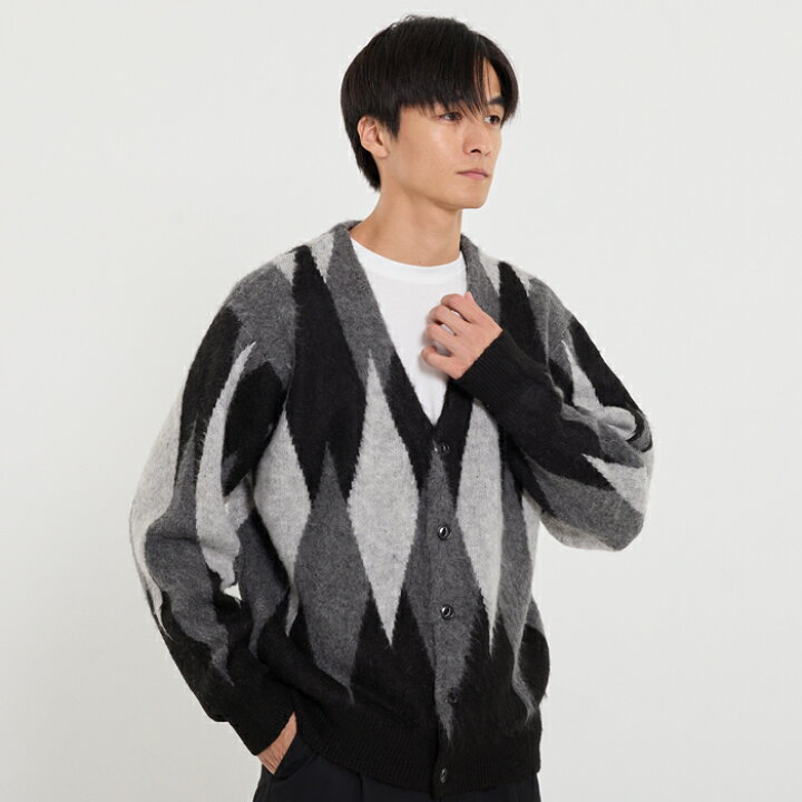 楽天市場】セール☆3490円→1990円 ダイヤ柄ニットカーディガン メンズ 