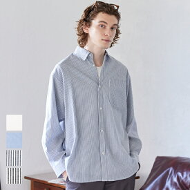 セール★1990円→1490円 シャツ メンズ ストライプ 無地 オックスフォード フロントボタン レギュラーカラー 胸ポケット ミディアム丈 薄手 長袖 メール便不可 24aw coca コカ
