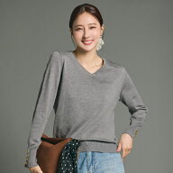 ＼マラソン20％OFF／Vネックゴールドボタンニットトップス レディース メール便不可 coca コカ