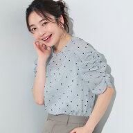 スーパーセール★1690円→1490円　＼シワになりにくい／シアードット袖シャーリングTOPS レディース メー…