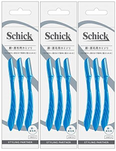 シック Schick メンズ Lディスポ 使い捨て 顔・眉毛用 3本入×3個 セーフティガード付 男性 フェイス
