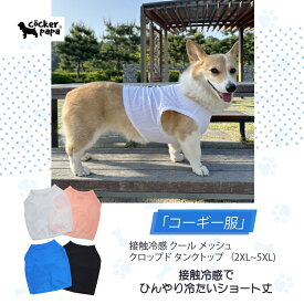 【doggystar ドッギースター】ウェルシュ コーギー 服 2XL 3XL 4XL 5XL 接触冷感 ひんやり メッシュ クール クロップド タンクトップ 中型犬 大型犬 春 夏 秋 冬 コーギー おしゃれ 犬服 doggystar ドッギースター