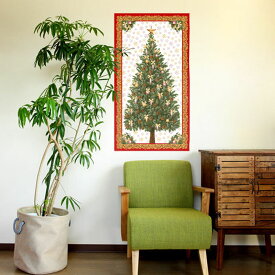 大きな布の　クリスマスツリー　　　パネル　壁掛け　タペストリー　インテリアに。タテ　約110cm 　×　ヨコ　約60cm　1枚単位の販売　単価　生地　綿100％　日本製