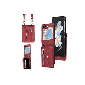 Samsung Galaxy Z Flip5 5G �P�[�X �܂肽���݌^Android�X�}�z�A�N�Z�T���[ PC �v���X�`�b�N�� ���U�[�� CASE �ϏՌ� �J�[�h���[ �X�^���h�@�\ �X�g���b�v�t�� �y�� �����h�~ �w��h�~ �������H ������