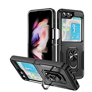Samsung Galaxy Z Flip5 �M�����N�V�[ Z �t���b�v5 5G �P�[�X �ϏՌ� �J�o�[ �����O�t�� �X�^���h�@�\ �܂肽���݌^ �P�[�X ����ق��肩���� TPU��PC�f�� �y�� �����₷�� �J�b�R���� �֗� ���p �l
