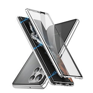 Samsung Galaxy S24 S24+ S24 Ultra �P�[�X ���� �A���~�j�E���o���p�[ �O�㋭���K���X�ی� ���^���P�[�X CASE �}�O�l�b�g���� �����₷�� �ϏՌ� �N���A ���ʔw�ʃp�l���t�� �S�ʕی� �����������ӂ� 