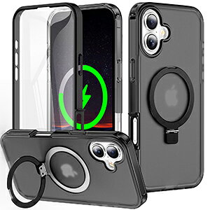 �A�b�v�� �A�C�t�H�� Apple iPhone 16 16 Plus 16 Pro 16 Pro Max �P�[�X �ϏՌ� �J�o�[ �Ռ��ɋ���TPU&PC&PE 3�d�\�� �S�ʕی� �����O�t�� �X�^���h�@�\ �����O���w�ɒʂ����Ƃŗ����h�~ �Ռ��h�~ �l�C ��