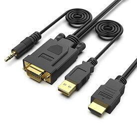 HDMI - VGA、BENFEI 金メッキ HDMI - VGA 1.8M ケーブル 電源とオーディオ付き コンピューター、デスクトップ、ラップトップ、PC、モニター、プロジェクター、HDTV、Chromebook、Raspberry Pi、Roku、Xbox…