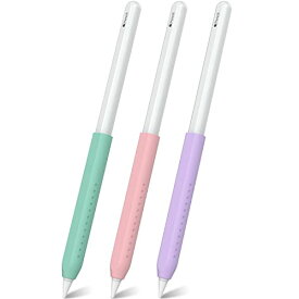 NIUTRENDZ Apple Pencil グリップ 第2世代 シリコン製 アップルペンシル グリップ 専用 握りやすい 疲れ軽減 三つセット (Apple Pencil 第2世代, グリーン + ピンク + パープル)